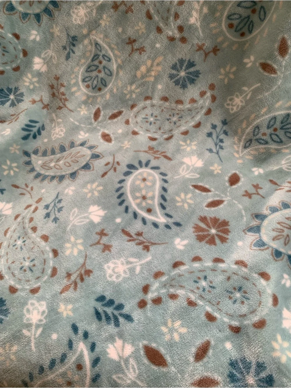 Sonoma Blue Paisley Print Throw Blanket with Cream and Brown Accents 62x50”